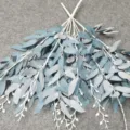 Artificial eucalyptus willow leaf bundle blue-gray faux plant branch for wedding decor - Willow Handle No. 2 Haze Blue