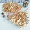 Artificial golden willow leaves branches, silk plant for wedding party home decor. - Artificial Weeping Willow Branch No. 1 Gold