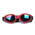 Foldable Pet Sunglasses Windproof Dog Eye Protection Glasses Red Frame Reflective Lenses - Bright Red