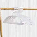 White stackable wide shoulder clothes hangers non slip space saving plastic coat hangers set - 10 Pieces Pack / White