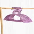 Pink seamless wide shoulder clothes hanger stackable plastic hanger for home wardrobe use. - 10 Pieces Pack / Pink