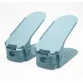 Adjustable Shoe Slot Light Blue Plastic Double Layer Space Saving Shoe Organizer Rack - Thin Nordic Blue