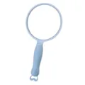 Portable light blue handheld makeup mirror with cute handle for daily beauty and travel use. - Nordic Blue
