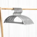 Grey seamless clothes hangers with wide shoulders, non-slip plastic suit hangers for home wardrobe. - 10 Pieces Pack / Gray