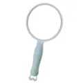Portable handheld makeup mirror with cute handle and round frame for daily cosmetic use. - Nordic Green