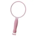 Cute pink handheld makeup mirror with cute rabbit handle design, portable cosmetic vanity mirror. - Nordic Pink