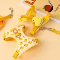 Cute yellow duck mesh pet dog harness and leash set breathable adjustable puppy strap 88 - XS / Yellow + 1.5m Leash