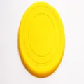 Yellow dog frisbee detail view, soft bite-resistant interactive pet training toy for outdoor play. - Yellow