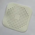 Square silicone drain hair catcher, anti-clogging sink strainer mat for bathroom kitchen. - White