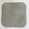 Grey square silicone floor drain cover sink hair catcher filter net for bathroom kitchen use - Gray