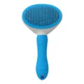 Blue pet slicker brush for cats and dogs, gentle grooming tool to remove loose fur easily. - Fine Needle / Blue