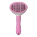 Pink and white pet slicker brush with anti-slip handle and stainless steel pins for grooming. - Fine Needle / Pink
