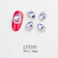 Shiny drop nail rhinestones with silver alloy base, luxury AB crystal nail art charms 9x11mm. - 5707