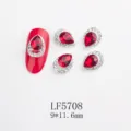 Luxurious teardrop nail rhinestones with sparkly alloy base, elegant red diamond nail art charms. - 5708