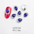 Blue teardrop rhinestone nail charms alloy flatback crystal diamond for manicure decoration. - 5710