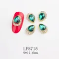 Green teardrop nail rhinestones alloy crystal charms art decoration model LF5715 size 9x11.6mm - 5715