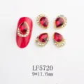 Drop shaped red rhinestone nail art charms, luxury flatback alloy crystal gems for manicure decoration. - 5720