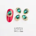 Luxury drop shaped green crystal nail art charms rhinestones 9x11.6mm dazzling alloy gems - 5721