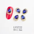Luxury teardrop rhinestone nail art charms, sparkling blue crystal flatback alloy nail diamonds 9x11.6mm - 5722