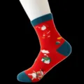 Cute Christmas cartoon cotton socks for women, red mid-calf winter casual elk hosiery. - One Size / B-3