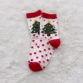 Kerst katoenen middelhoge sokken met schattige stippen en feestelijke kerstboom patronen. - Kerstboom