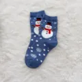 Kerstsokken van katoen voor dames, leuke sokken met schattig sneeuwman en sneeuwvlokken patroon. - Sneeuwpop