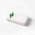 Portable mini pill box white color with cute green cactus pattern design for travel daily use. - Cactus Pill Box