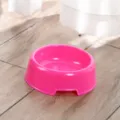 Pink plastic pet bowl, candy color anti rollover cat and dog feeding water bowl variant. - Rose Red