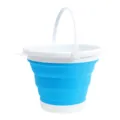 Portable collapsible silicone bucket for car washing, outdoor fishing and household use. - Large 10L / Blue & White