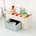 Plastic desktop cosmetic organizer with drawer multi-tier makeup storage box for vanity table - Nordic Blue Thickened Style