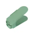 Adjustable double layer shoe slot organizer in green, space-saving plastic shoe rack for home. - Nordic Green