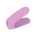 Adjustable pink plastic double layer shoe rack space saving shoe slot organizer for home - Nordic Pink