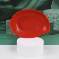 Red leaf shaped plastic fruit plate, creative candy colored snack tray for home kitchen use. - Red
