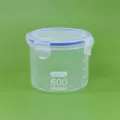 Transparent plastic seal pot 600ml storage container with blue lid and scale lines SKU - 600ml / Bag Packaging