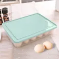 Plastic egg storage box with lid, multi-grid refrigerator crisper tray for kitchen organization. - 24 Grids / Light Blue