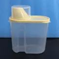 Transparent plastic cereal storage container with measuring cup lid for kitchen pantry organization - Nordic Yellow 1.9L High Transparency Model
