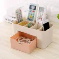 Plastic desktop storage box with drawers, multi-compartment cosmetic and office supplies organizer. - Nordic Pink Thickened Style