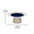 Modern minimalist ceramic cake stand with fluted rim and blue center, detail view, 18.9cm - Blue & White