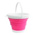Portable collapsible folding bucket for home use, camping, washing, and outdoor activities. - Large 10L / Pink White