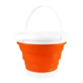 Portable collapsible plastic bucket in orange and white, perfect for car washing, fishing and home. - Large 10L / Orange & White