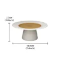 Modern minimalist ceramic cake stand with ray pattern and high foot base, 18.9cm diameter. - Amber White