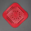 Red square silicone floor drain cover sink strainer anti-clogging filter mesh for bathroom - Red