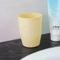 Minimalist frosted plastic toothbrush cup, Nordic style round mouthwash cup in light yellow. - 201-300ml / Nordic Beige