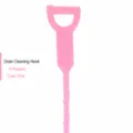 Pink plastic pipe cleaning hook, drain clog remover tool with U-shaped handle design. - U-Shaped / Pink