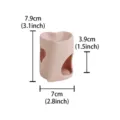 Nordic pink ceramic heart candle holder detail view, aroma burner specification dimensions. - Heart Candle Holder / Pink