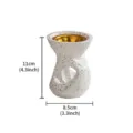 Bruciatore di incenso in ceramica con ciotola d'oro, portasfumino bianco nero per decorazioni casa. - Bruciatore di incenso con apertura - Bianco