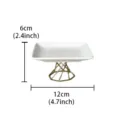 Modern minimalist ceramic jewelry tray with gold geometric stand, white desktop storage dish. - Octagonal Footed Dish - Square