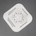 White square silicone floor drain cover, anti-clogging sink strainer for bathroom and kitchen. - White