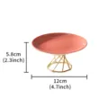 Modern pink ceramic cake stand with gold metal geometric base for dessert fruit plate SKU - Octagonal Elevated Saucers - Red