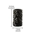 Detailed close-up shot of the black ceramic twisted vase displaying exact dimensions. - M / Black